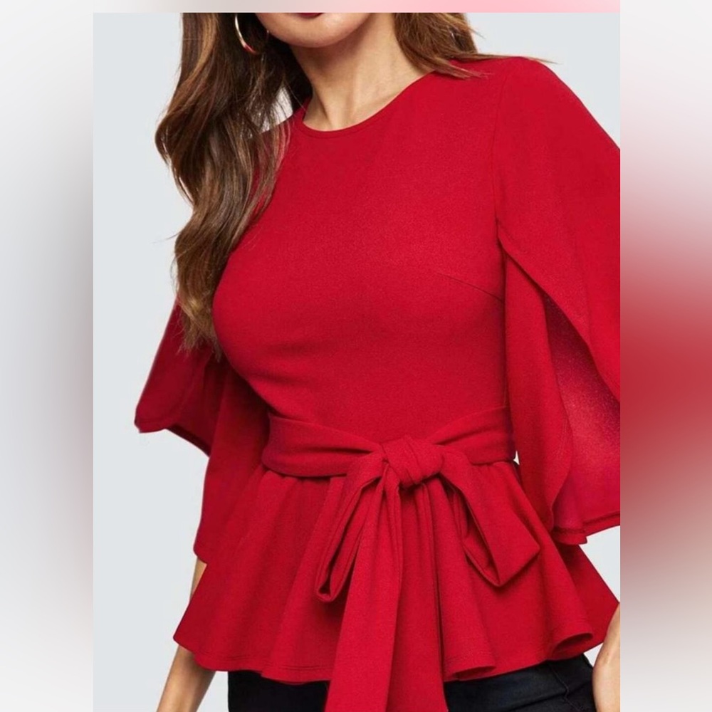 SHEIN Vibrant Red Long Sleeve Dress